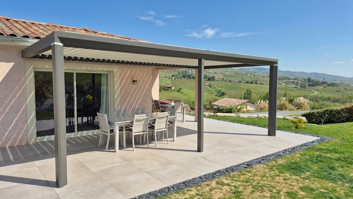 Pergola Carat bioclimatique Cébel installée par THERA Fermetures