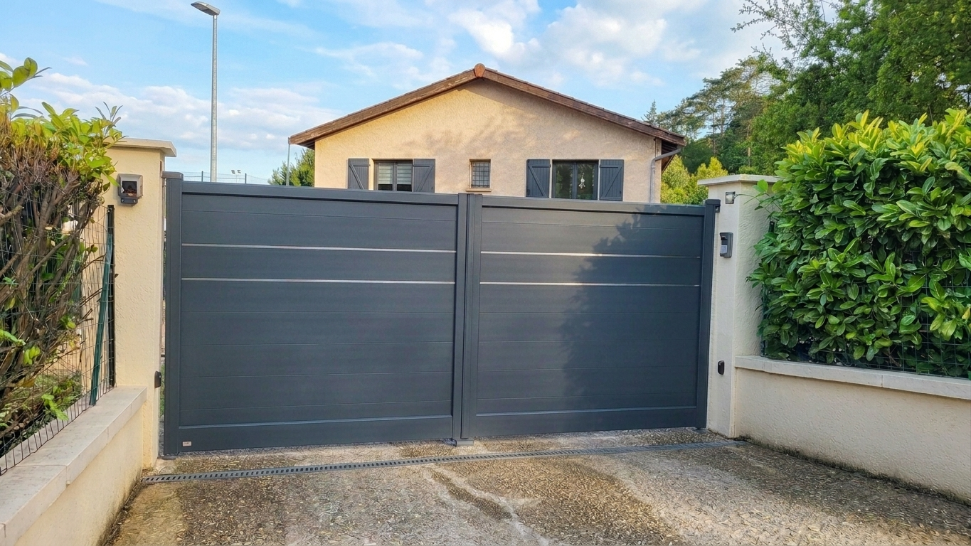Portail battant aluminium Rillieux THERA Fermetures